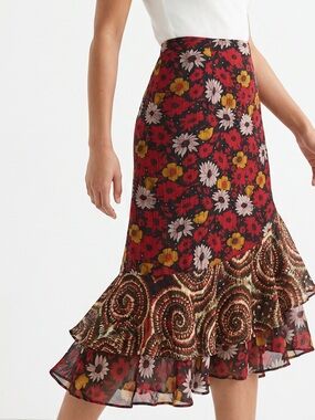 INDIRA | Floral Print Maxi Skirt Sz L